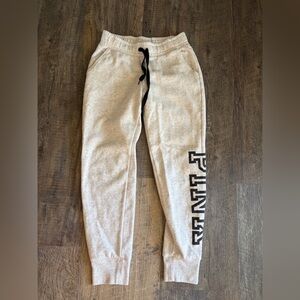 PINK Victoria's Secret Cream Sweatpants with Black Logo